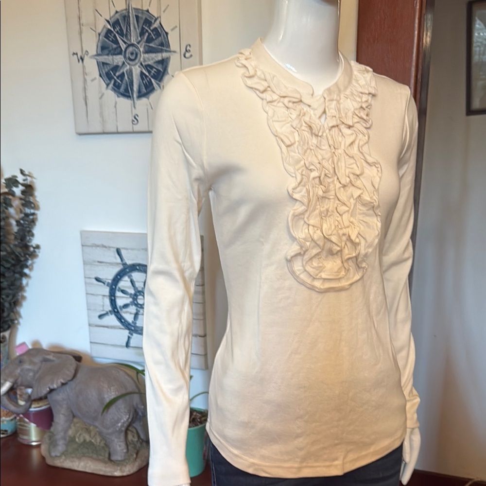 NWT chaps size small Elegant Cream Ruffle Top